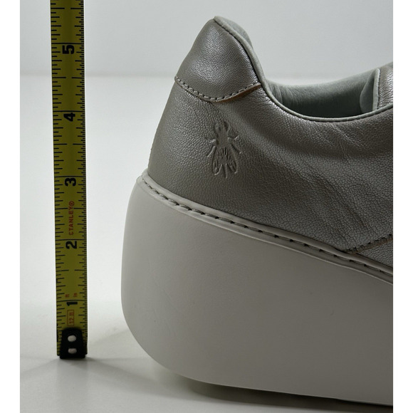Fly London Delf Silver Gray Leather Platform Wedge Sneakers Womens US 7-7.5 EU38 - Picture 7 of 10